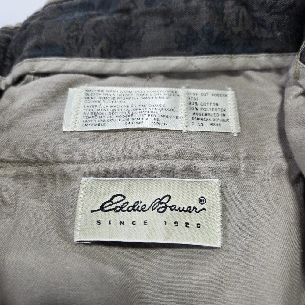Eddie Bauer Dress Pants Mens 32x30 Beige Corduroy Trouser Straight Pleated Vtg